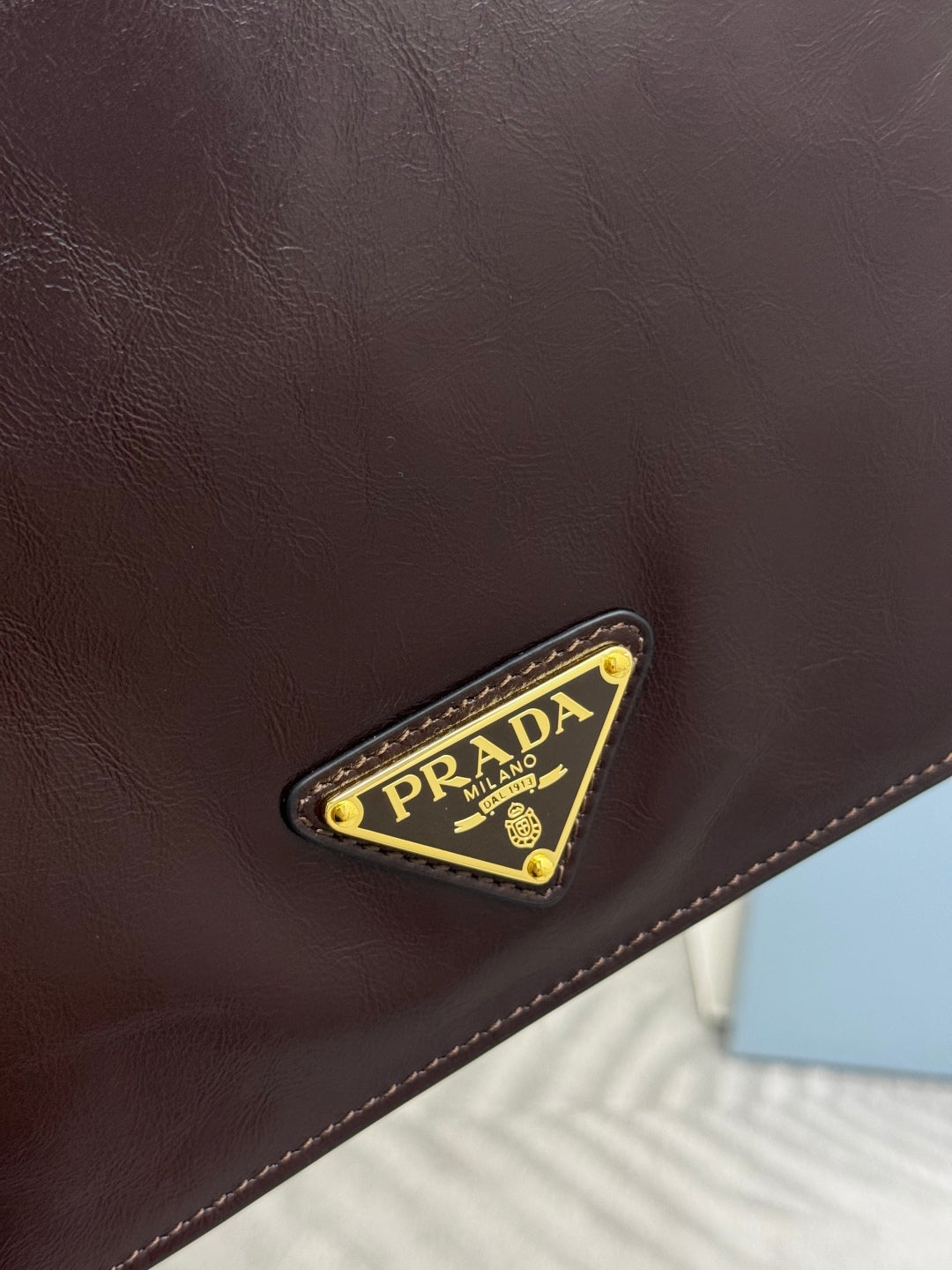 PRADA 25S SHOULDER BAG 23 IN RK BROWN CALFSKIN GOLD HARDWRE