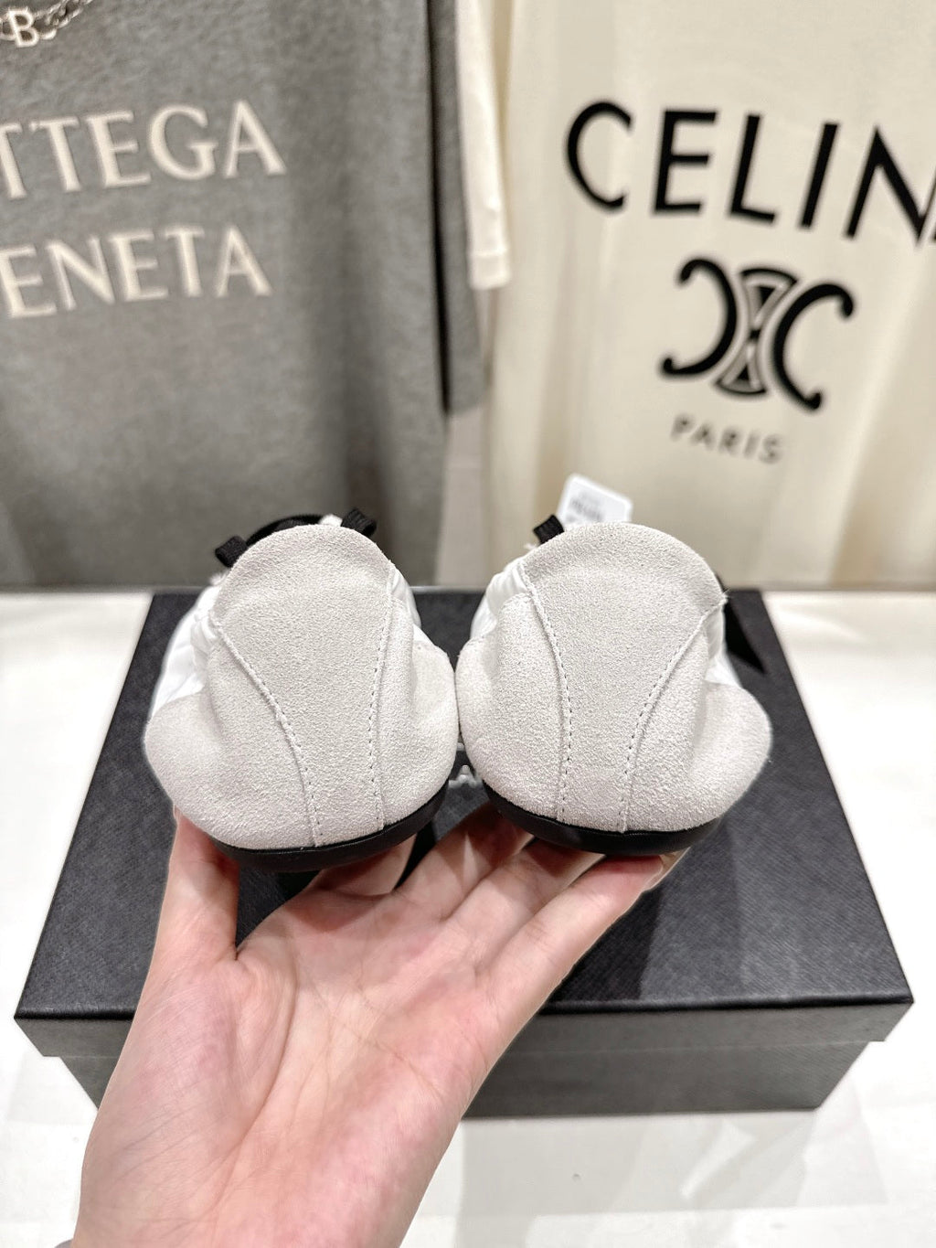 PRADA 25S COLLAPSE RE NYLON AND SUEDE SNEAKERS IN WHITE WITH METAL TOECAP