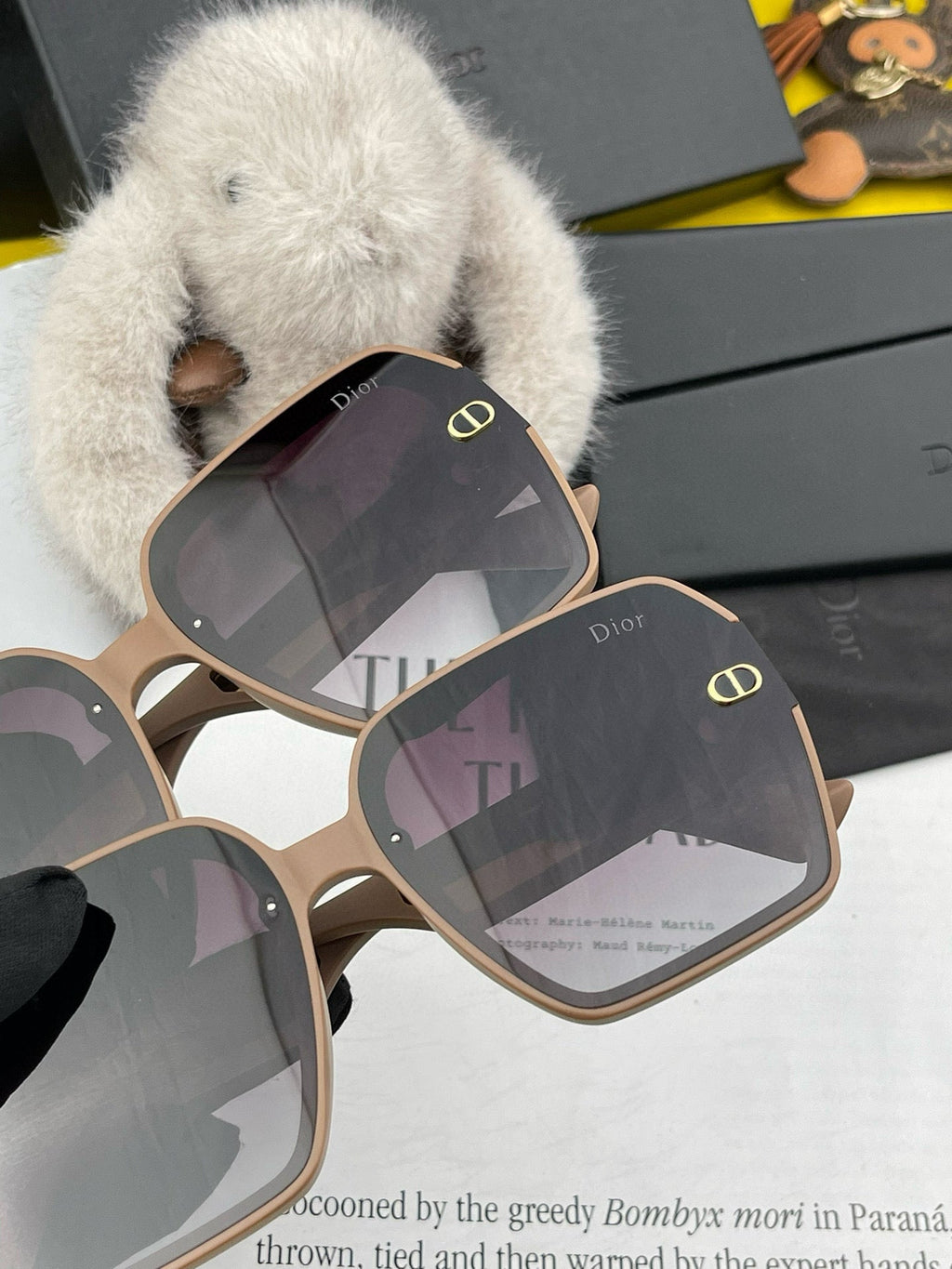 DIOR MONTAIGNE SQUARE SUNGLASS D1292 IN LIGHT BROWN ACETATE