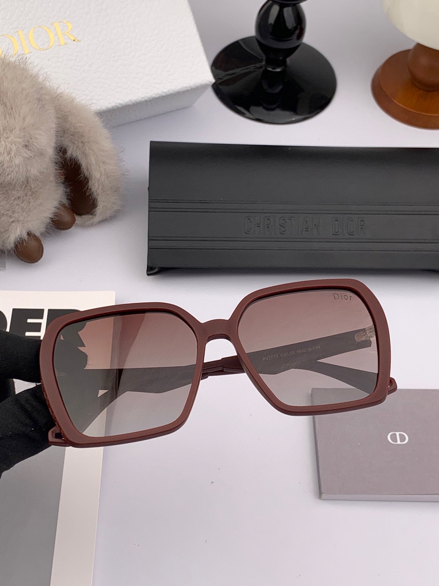 DIOR MONTAIGNE SUNGLASS D7732 IN BROWN ACETATE