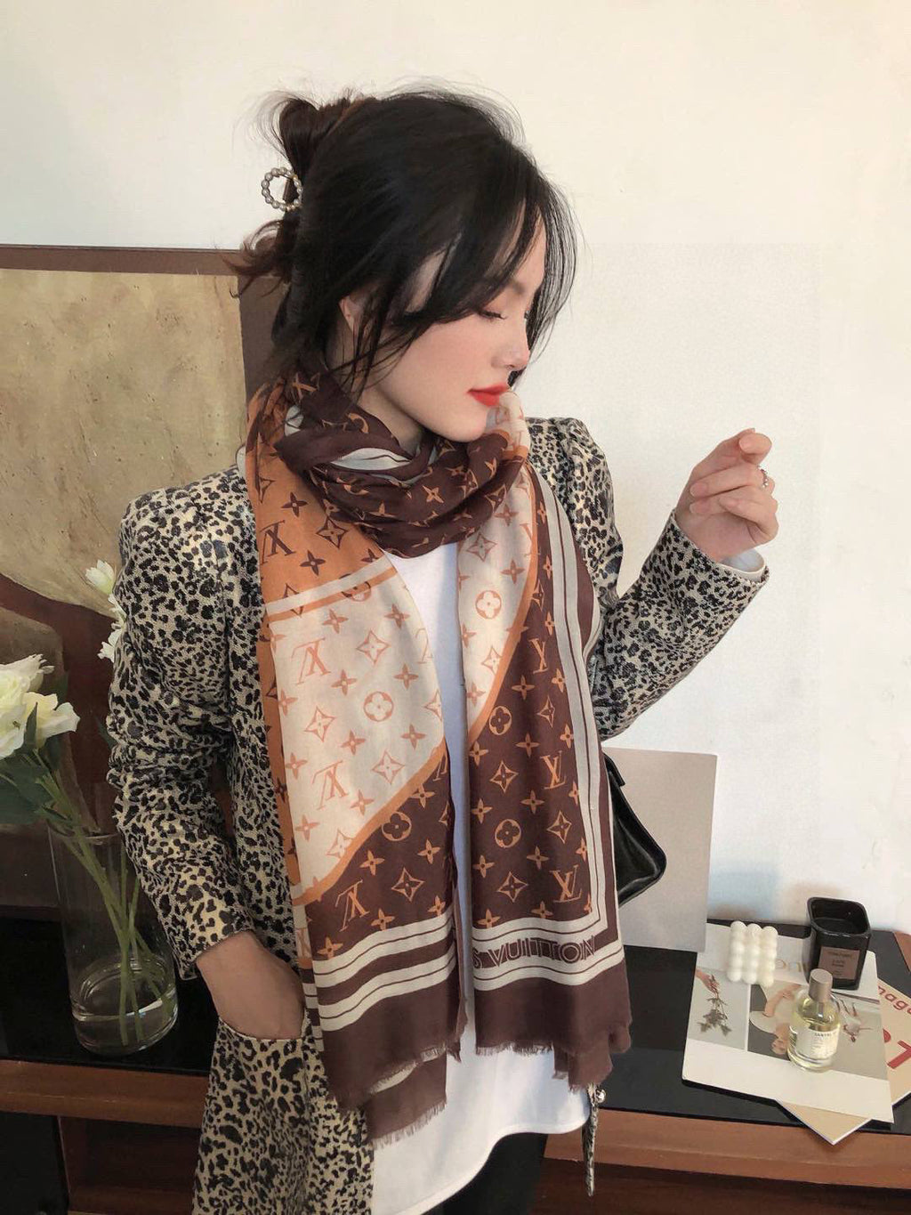 LOUIS VUITTON LV SCARF 200 CM IN CASHMERE 732077