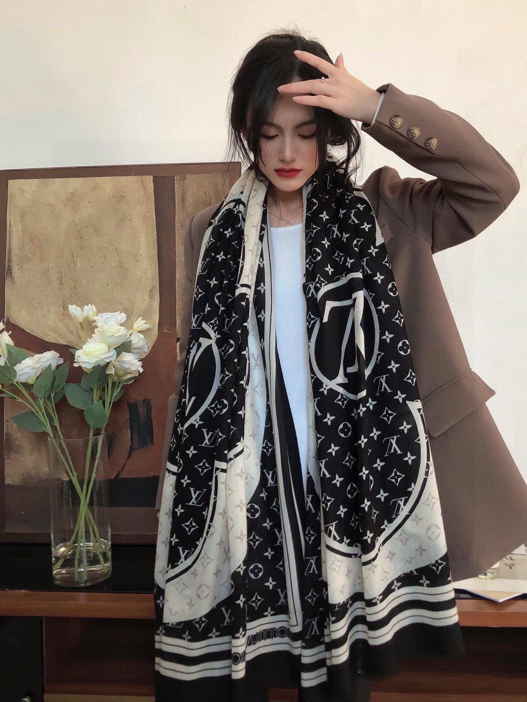 LOUIS VUITTON LV SCARF 200 CM IN CASHMERE 732078