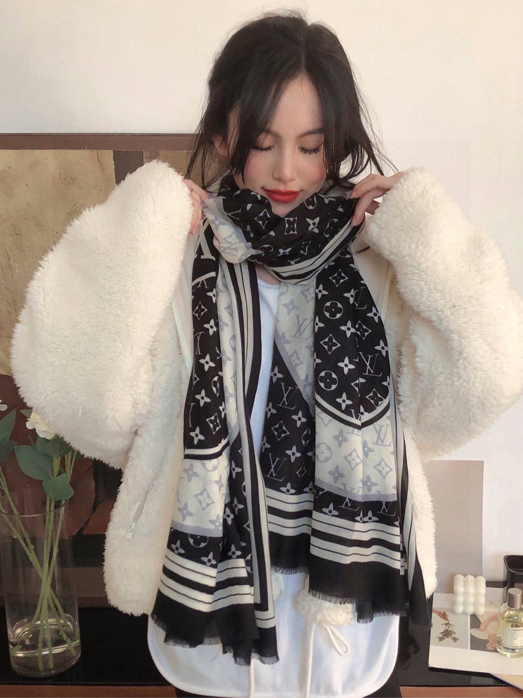 LOUIS VUITTON LV SCARF 200 CM IN CASHMERE 732078