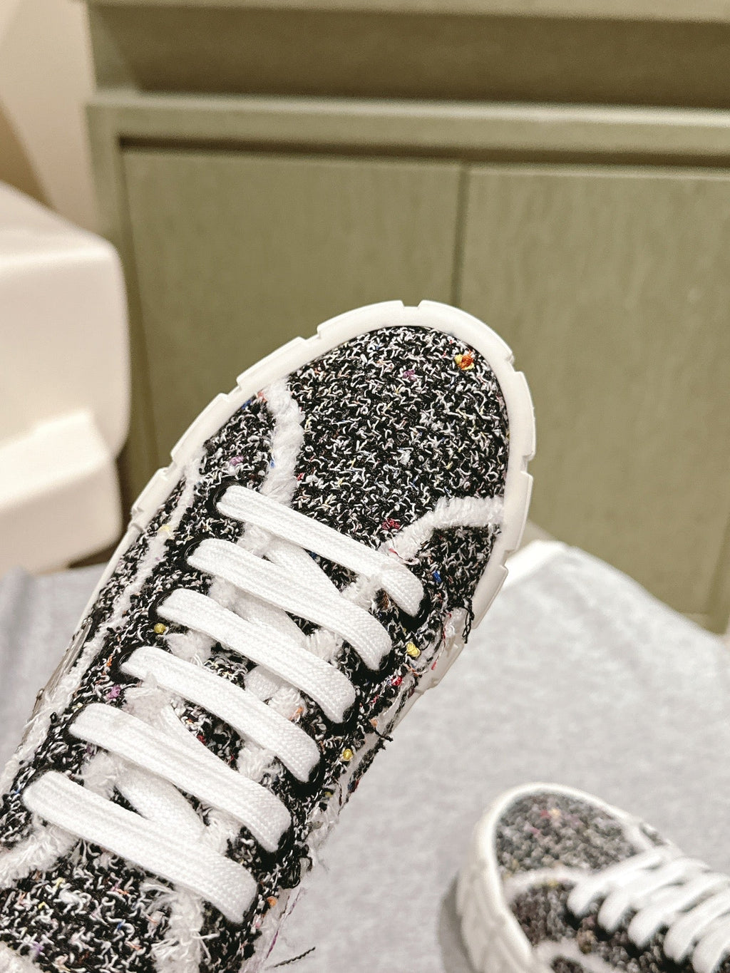 PRADA DOUBLE WHEEL RE-NYLON GABARDINE SNEAKERS BLACK FABRIC