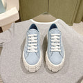 PRADA DOUBLE WHEEL RE-NYLON GABARDINE SNEAKERS SKY CALFSKIN