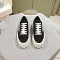 PRADA DOUBLE WHEEL RE-NYLON GABARDINE SNEAKERS BLACK CALFSKIN