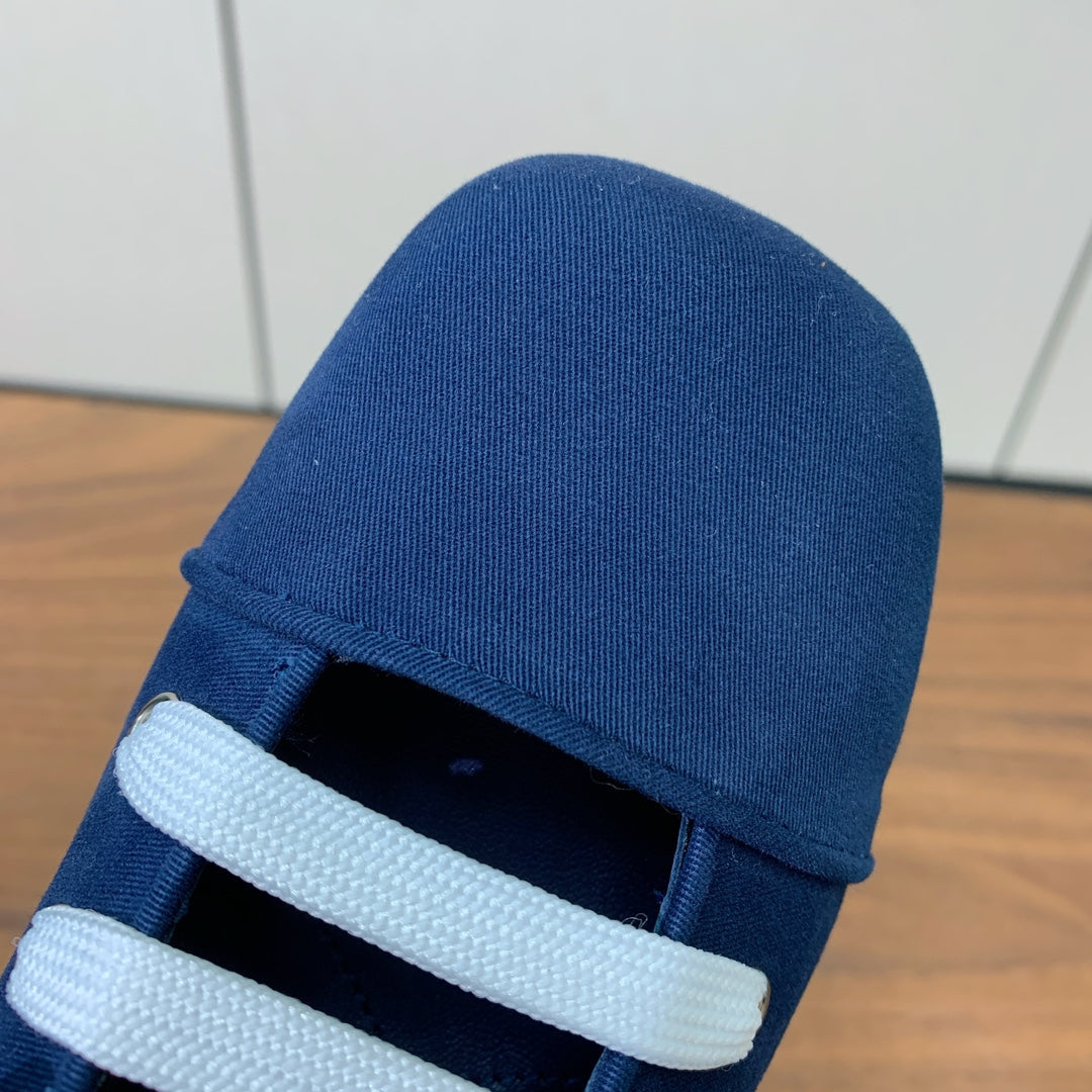 PRADA LACE-UP HIGH SHOES IN NAVY BLUE CANVAS