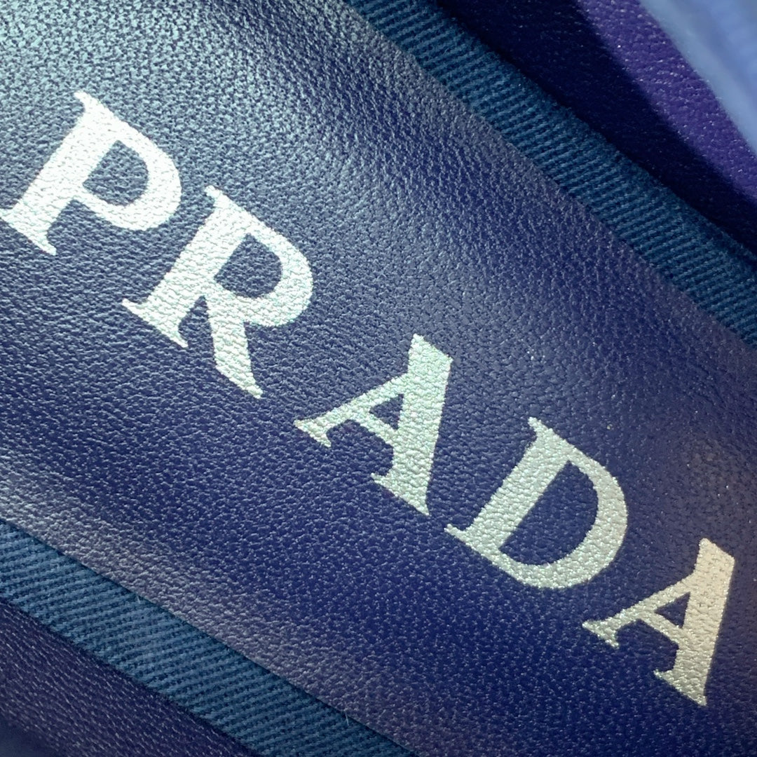 PRADA LACE-UP HIGH SHOES IN NAVY BLUE CANVAS