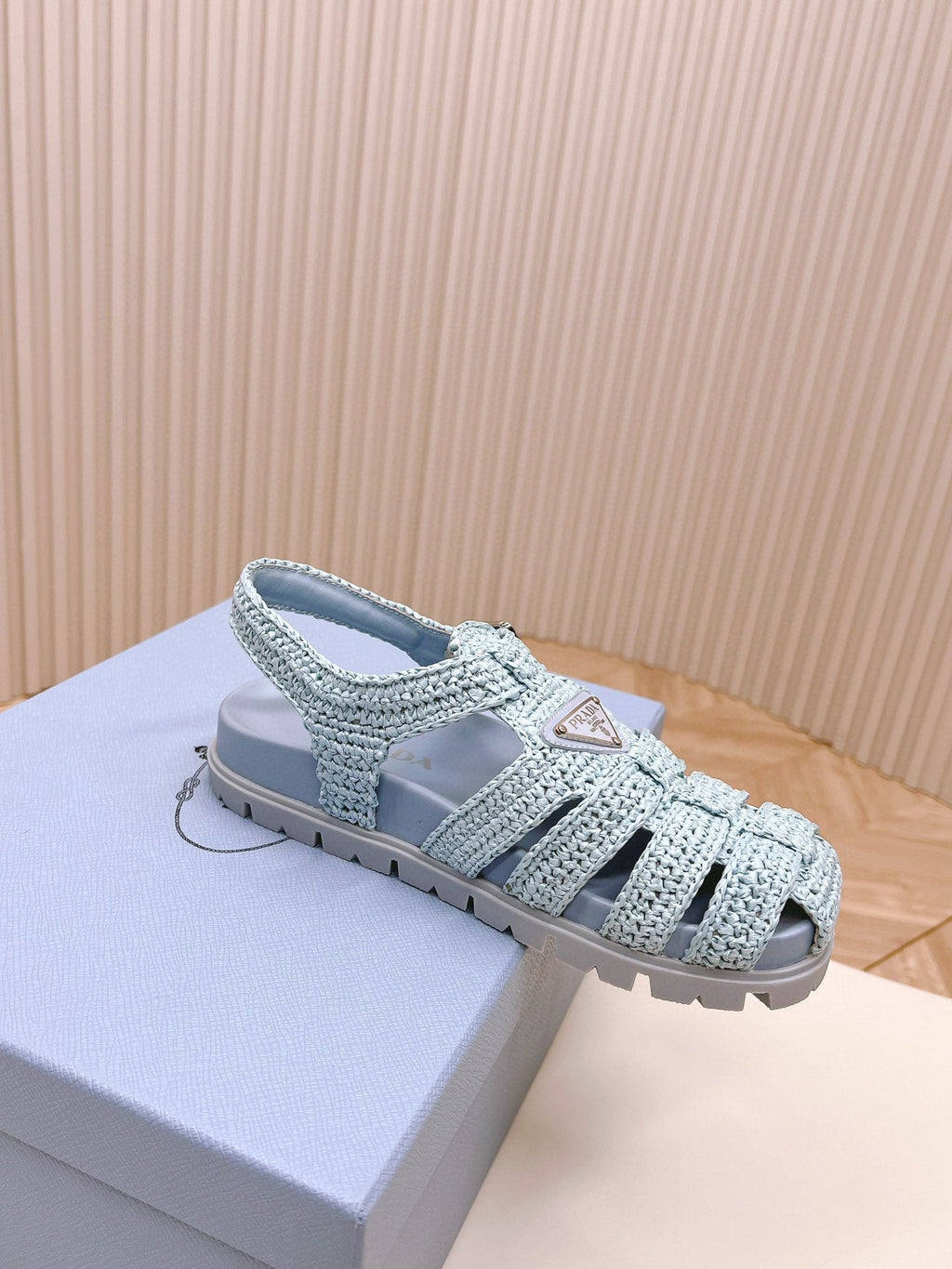 PRADA RUBBER FISHERMAN SANLS SKY LAMBSKIN