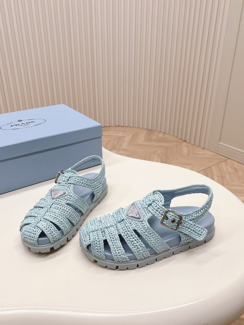 PRADA RUBBER FISHERMAN SANLS SKY LAMBSKIN