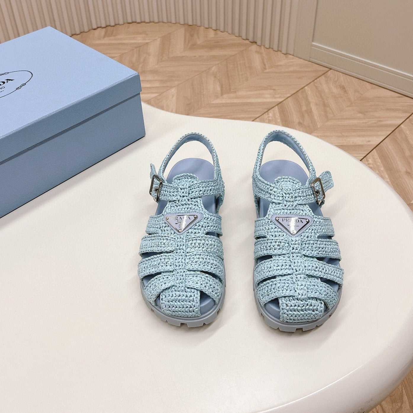 PRADA RUBBER FISHERMAN SANLS SKY LAMBSKIN