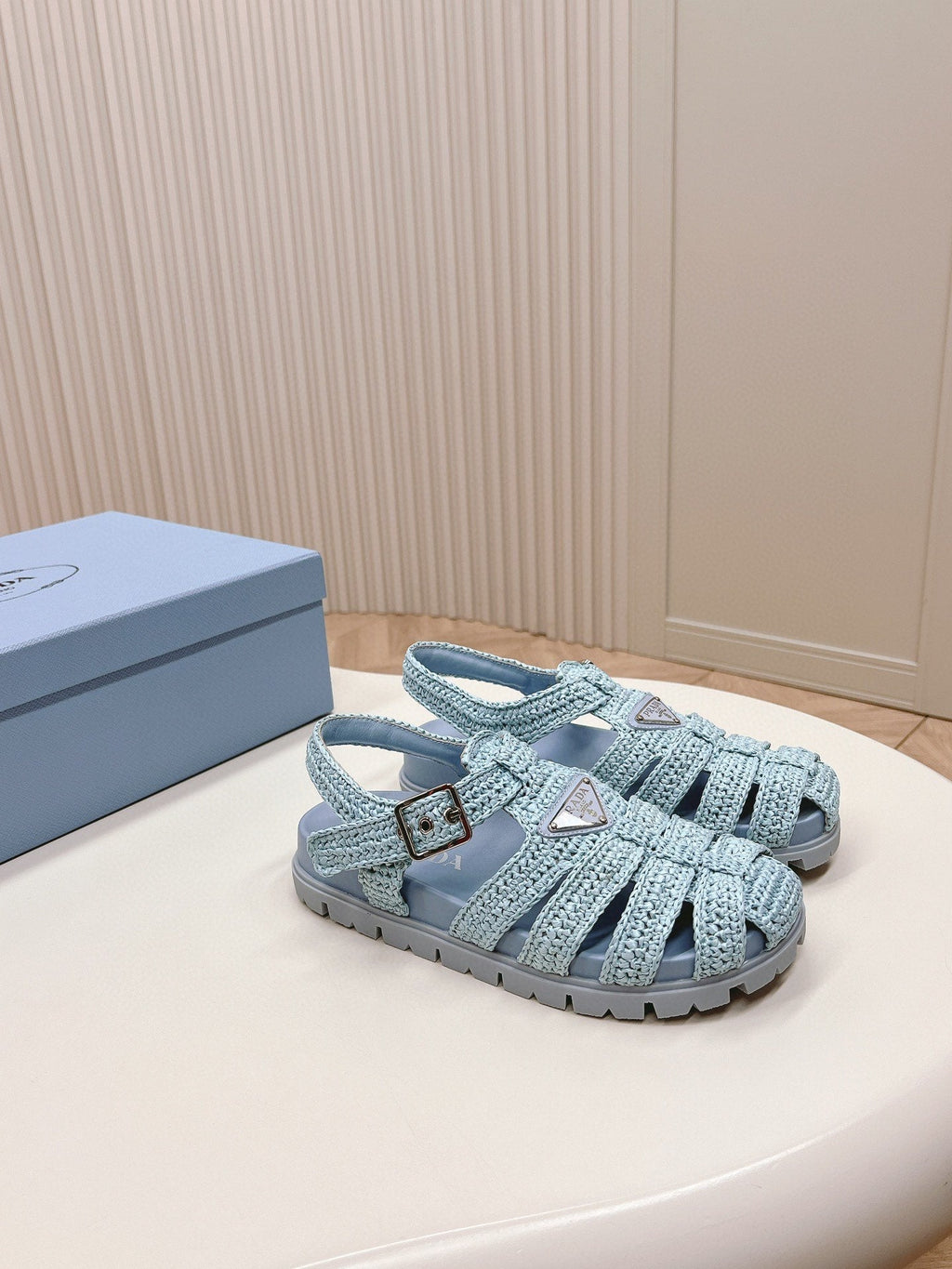 PRADA RUBBER FISHERMAN SANLS SKY LAMBSKIN