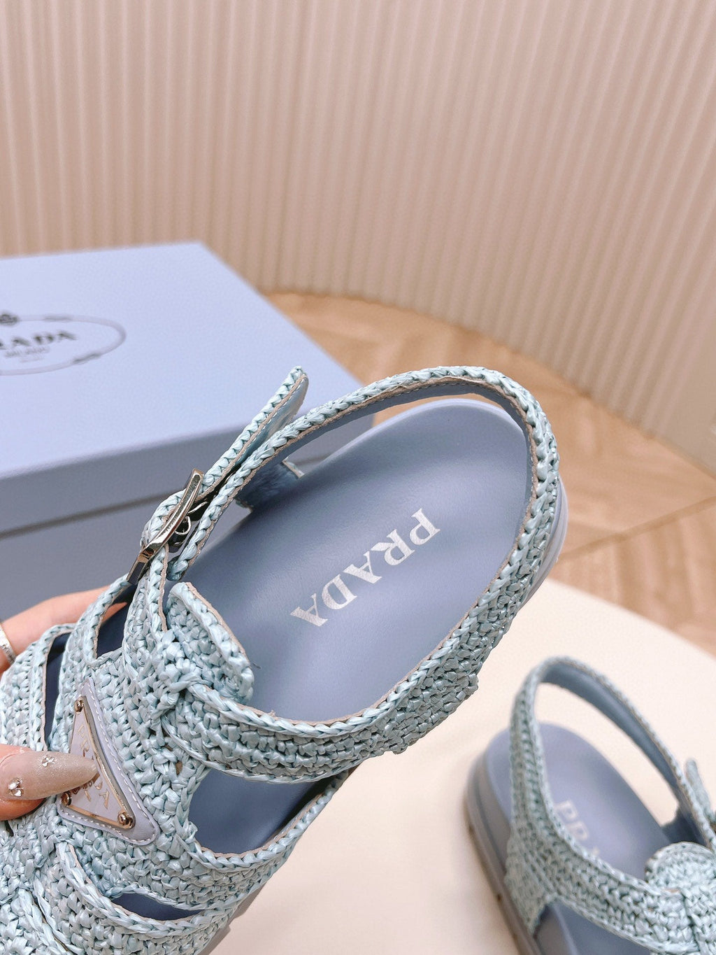 PRADA RUBBER FISHERMAN SANLS SKY LAMBSKIN