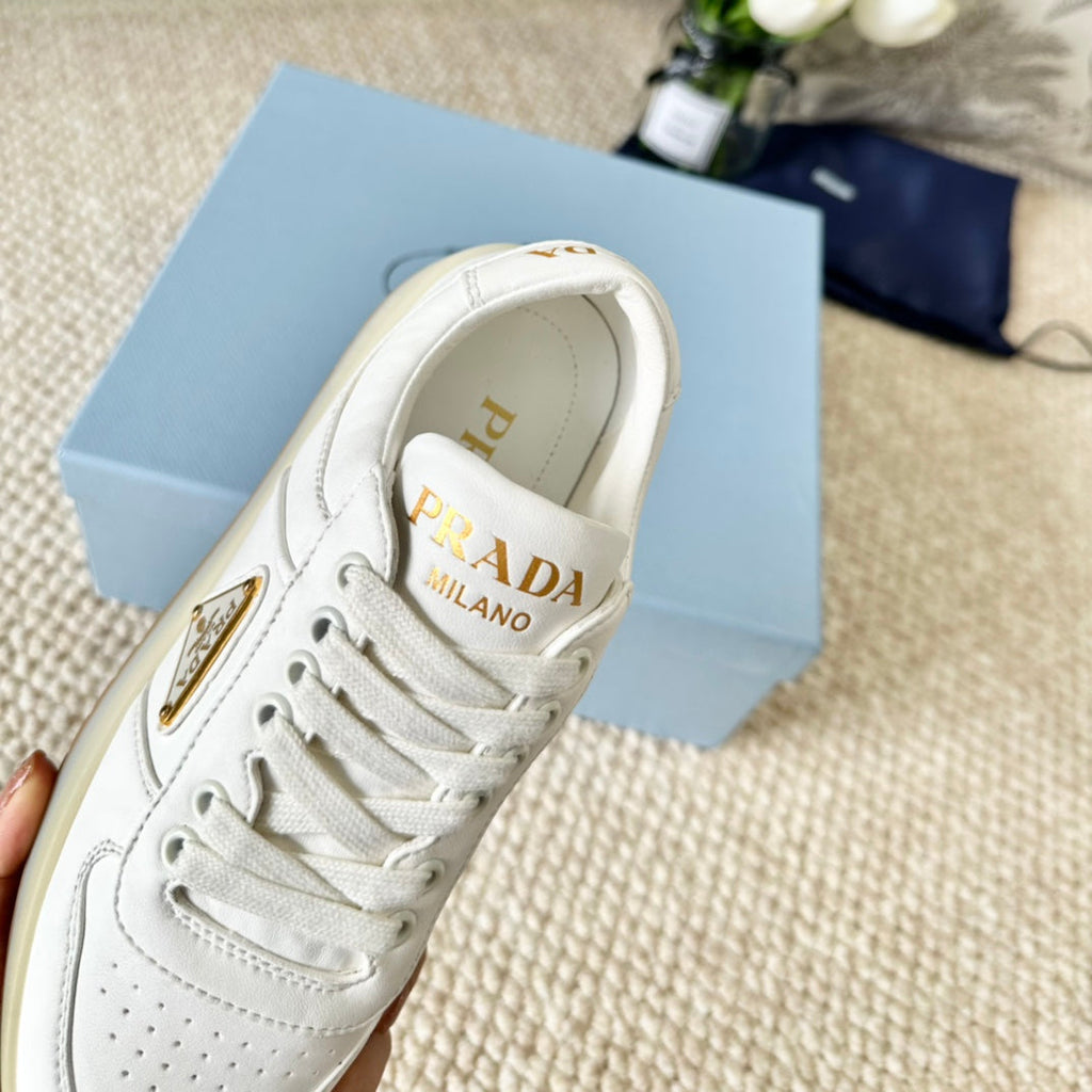 PRADA DOWNTOWN NAPPA SNEAKERS WHITE CALFSKIN