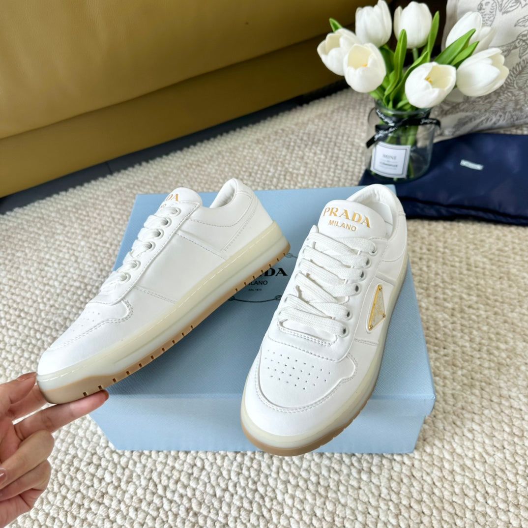 PRADA DOWNTOWN NAPPA SNEAKERS WHITE CALFSKIN