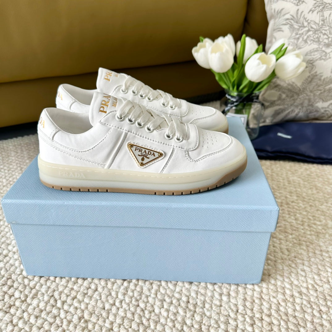 PRADA DOWNTOWN NAPPA SNEAKERS WHITE CALFSKIN