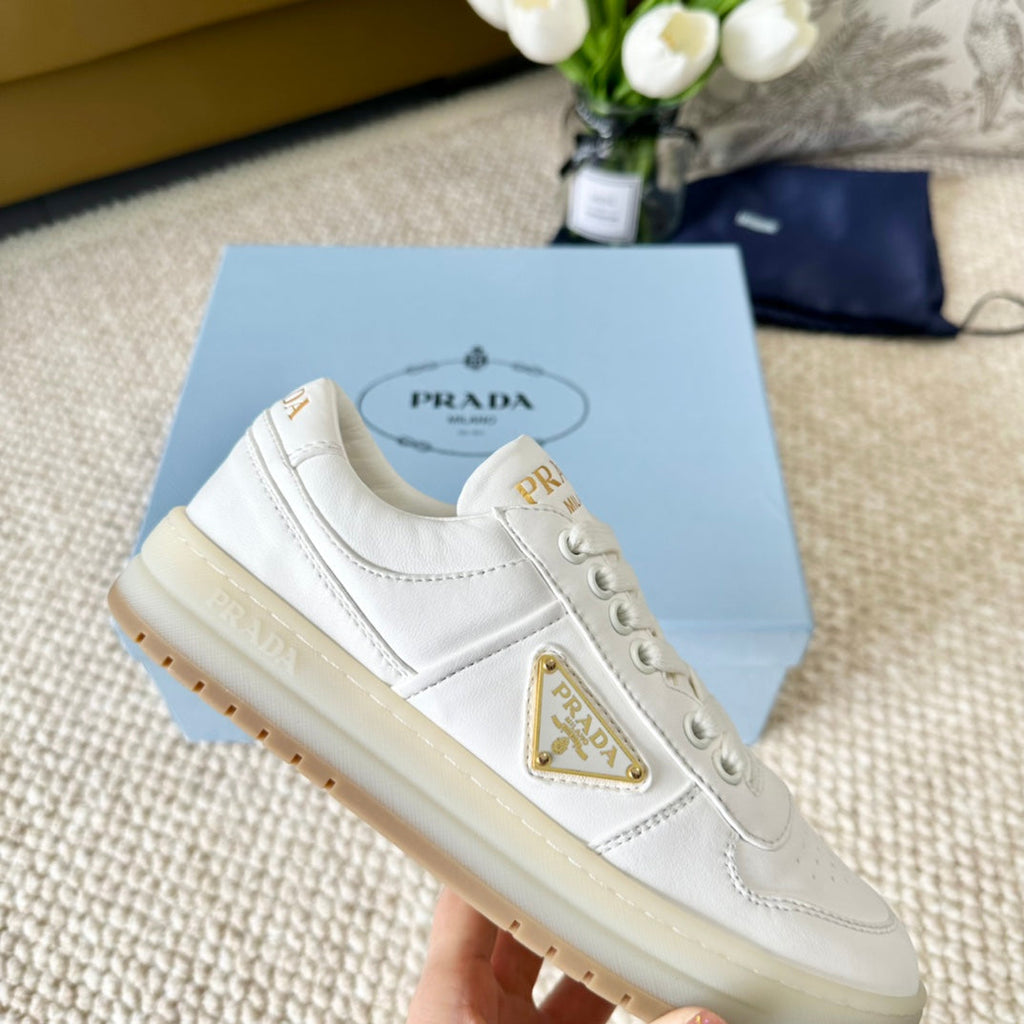 PRADA DOWNTOWN NAPPA SNEAKERS WHITE CALFSKIN