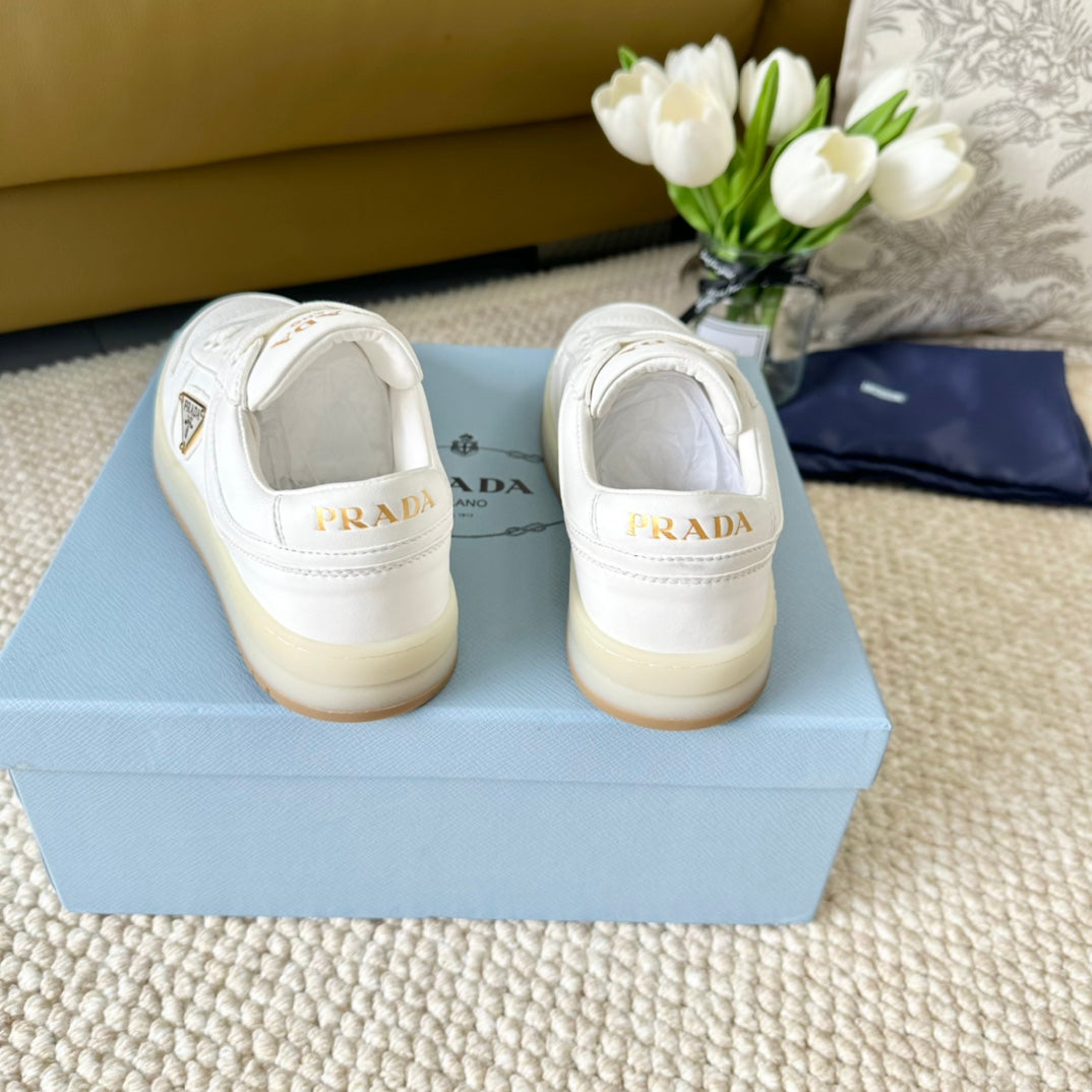 PRADA DOWNTOWN NAPPA SNEAKERS WHITE CALFSKIN