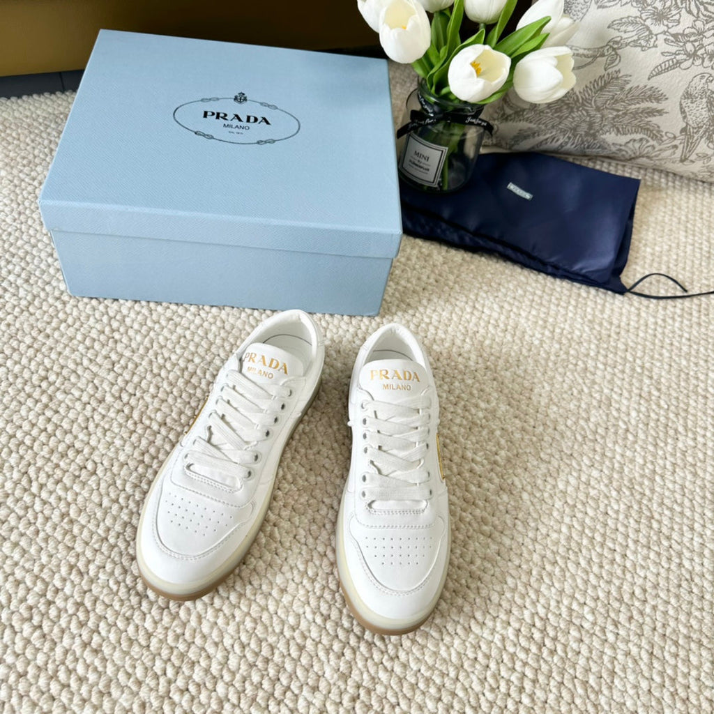 PRADA DOWNTOWN NAPPA SNEAKERS WHITE CALFSKIN