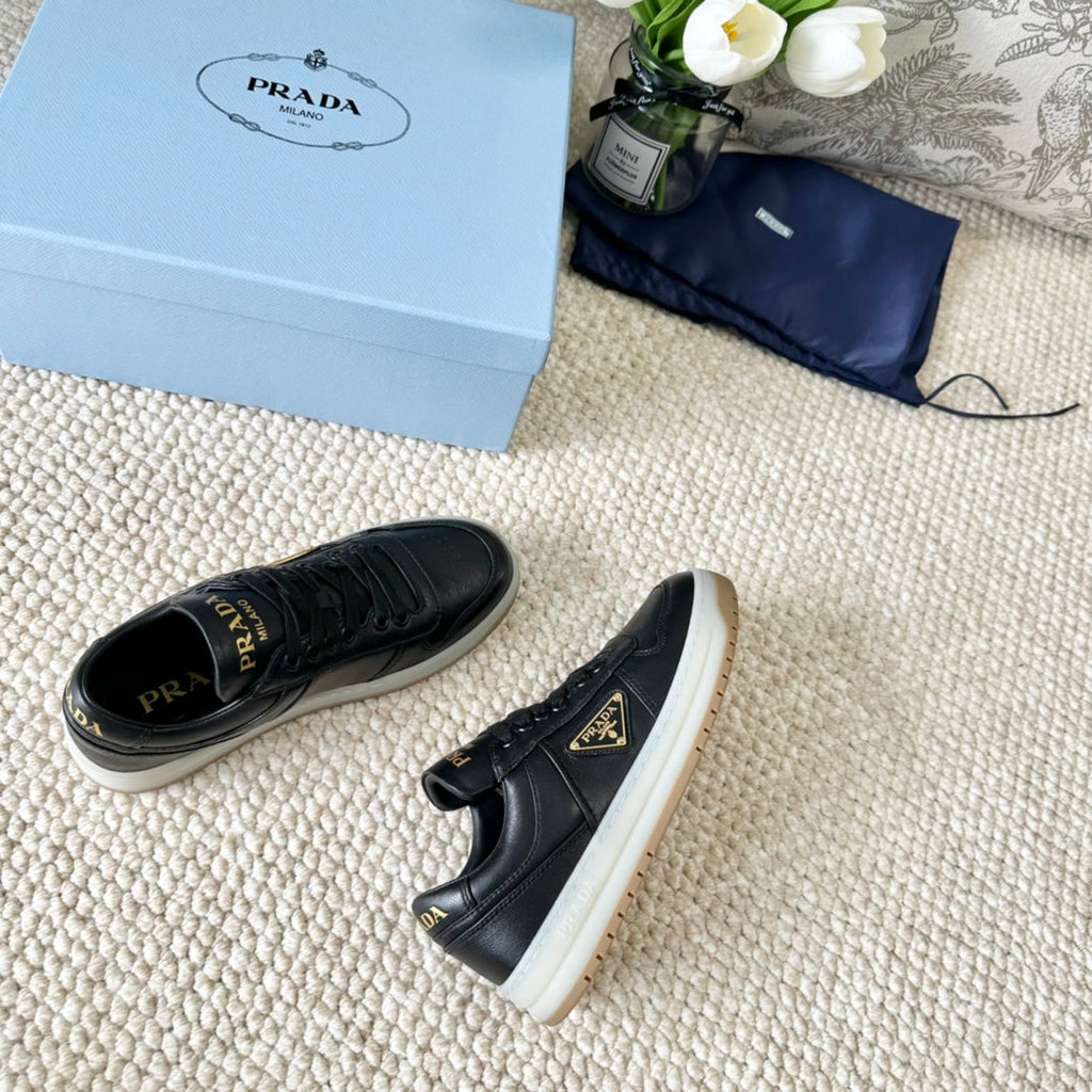 PRADA DOWNTOWN NAPPA SNEAKERS BLACK CALFSKIN