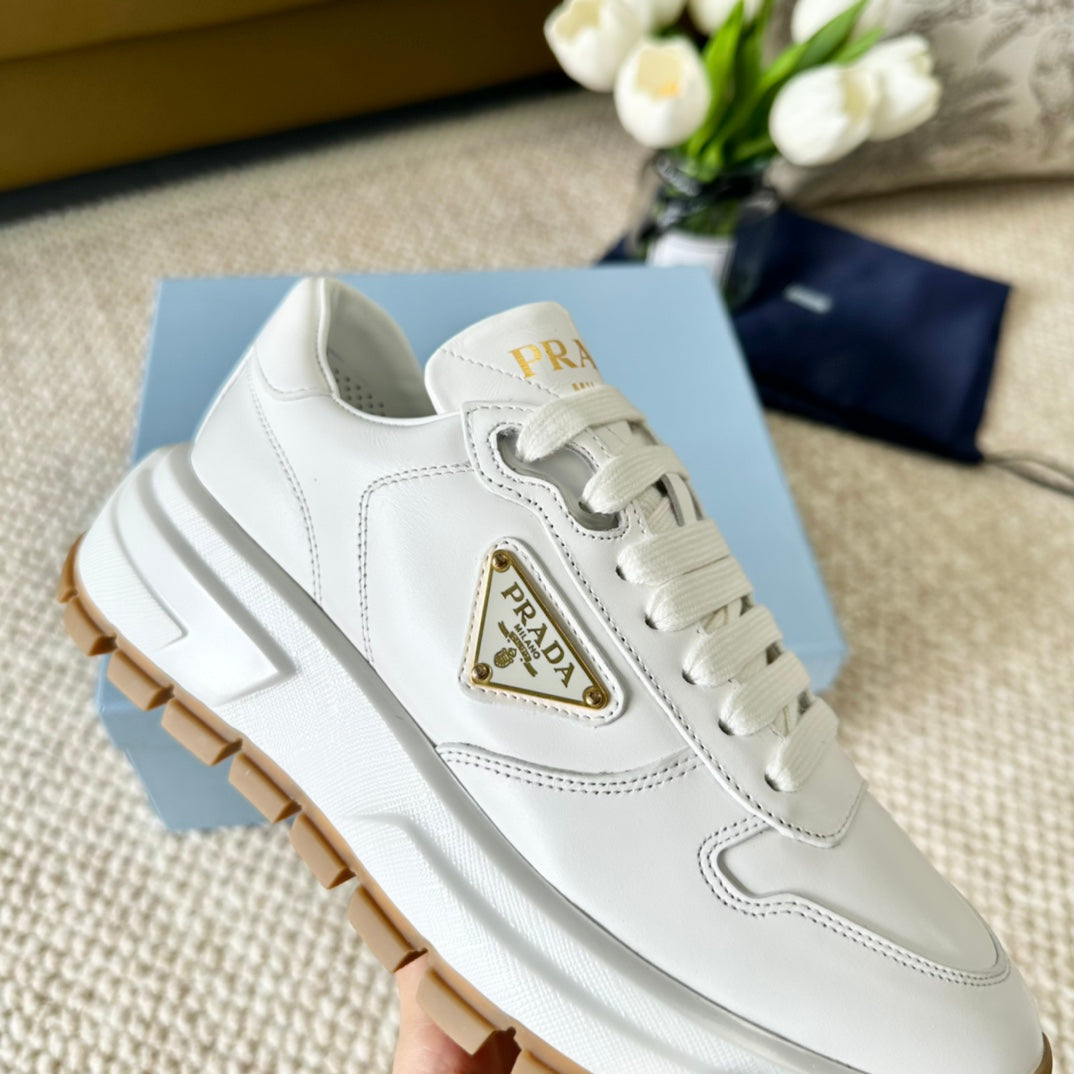 PRADA THICK SOLE SNEAKER WHITE CALFSKIN
