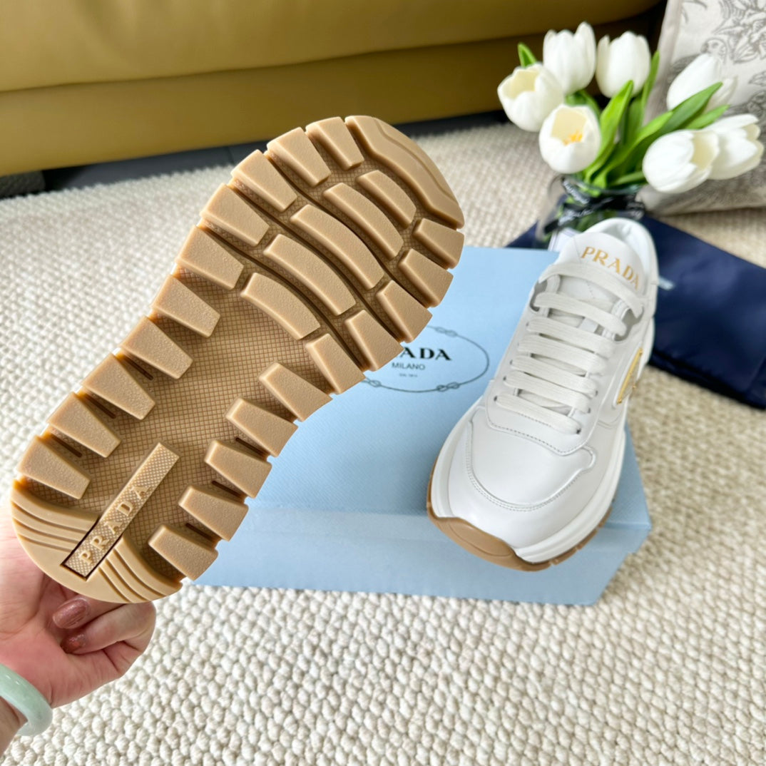 PRADA THICK SOLE SNEAKER WHITE CALFSKIN