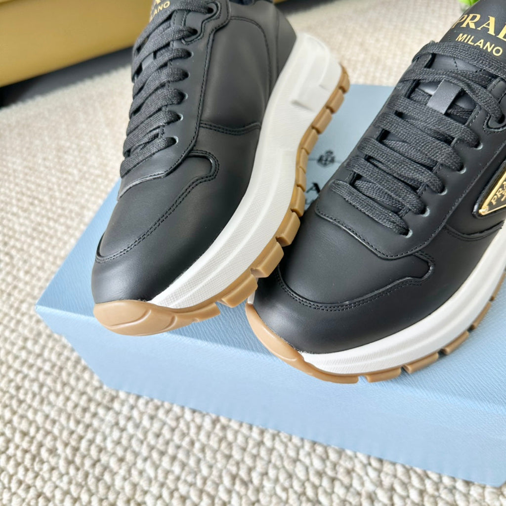 PRADA THICK SOLE SNEAKER BLACK CALFSKIN