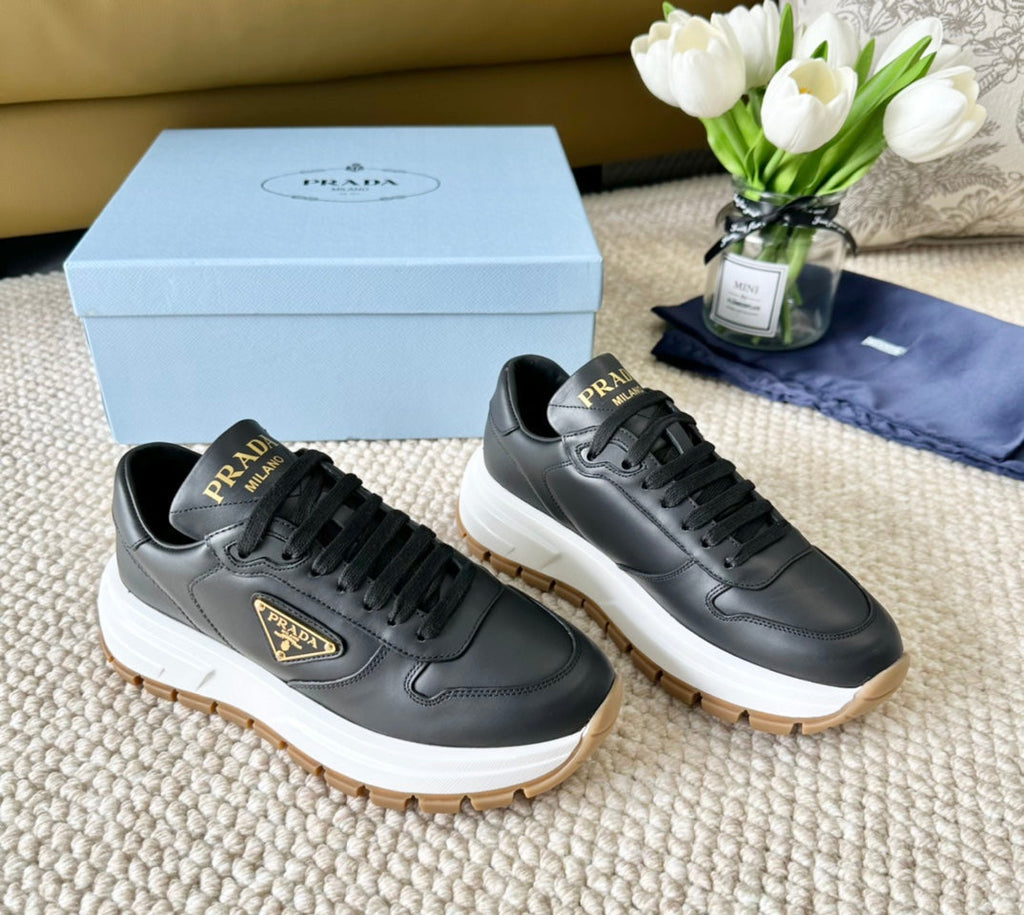 PRADA THICK SOLE SNEAKER BLACK CALFSKIN