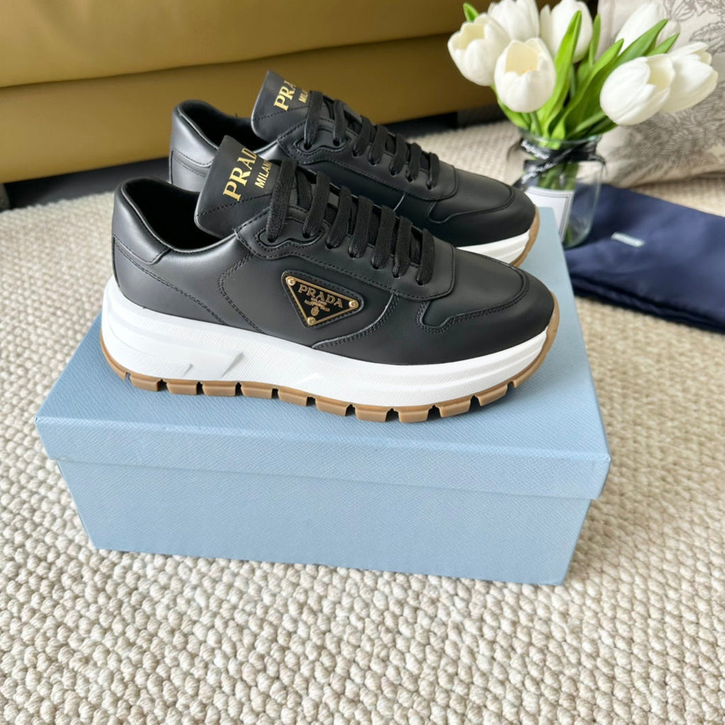 PRADA THICK SOLE SNEAKER BLACK CALFSKIN