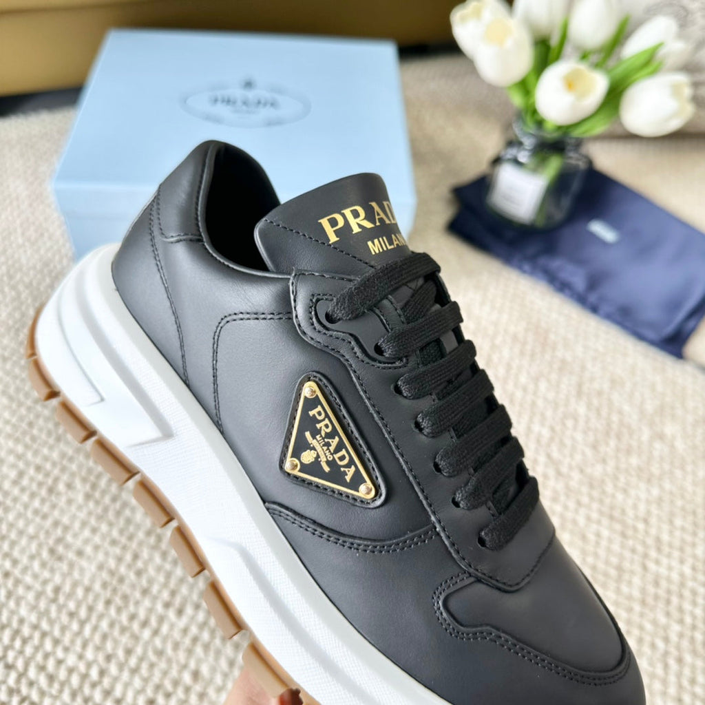 PRADA THICK SOLE SNEAKER BLACK CALFSKIN