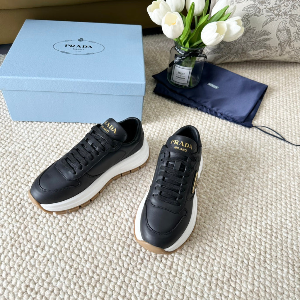 PRADA THICK SOLE SNEAKER BLACK CALFSKIN