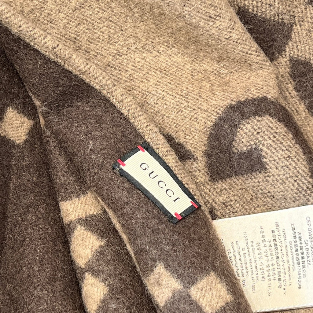 GUCCI PONCHO 200 CM IN CHOCOLATE BROWN MONOGRAM CASHMERE 405021