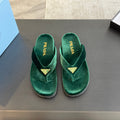PRADA RUBBER THONG SANLS LAUREL GREEN VELVET