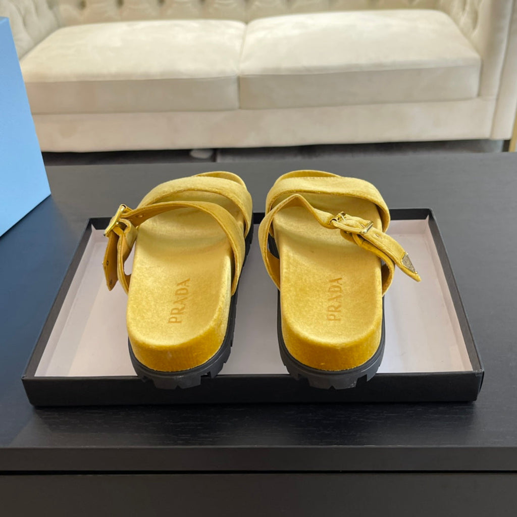 PRADA SLIDES SANLS AMBER VELVET