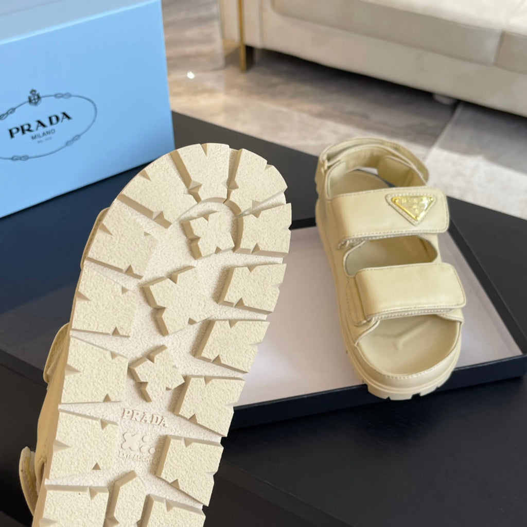 PRADA FLAT NAPPA SANLS BEIGE LAMBSKIN