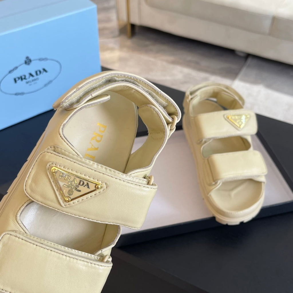 PRADA FLAT NAPPA SANLS BEIGE LAMBSKIN
