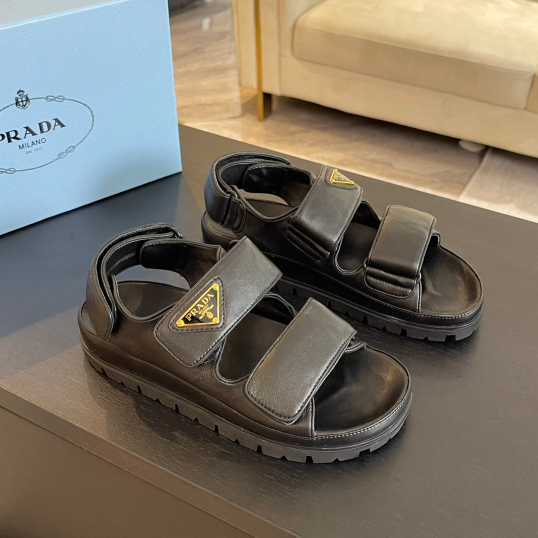 PRADA FLAT NAPPA SANLS BLACK LAMBSKIN