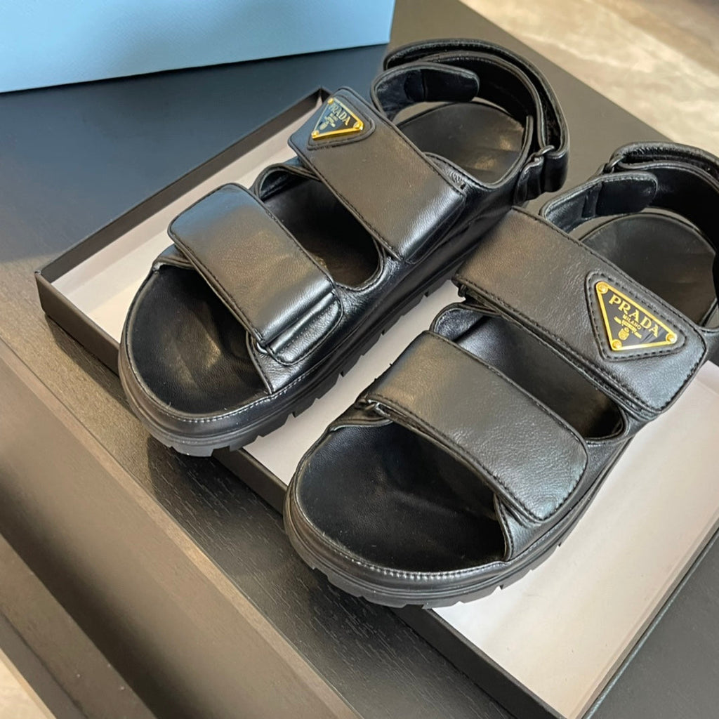 PRADA FLAT NAPPA SANLS BLACK LAMBSKIN