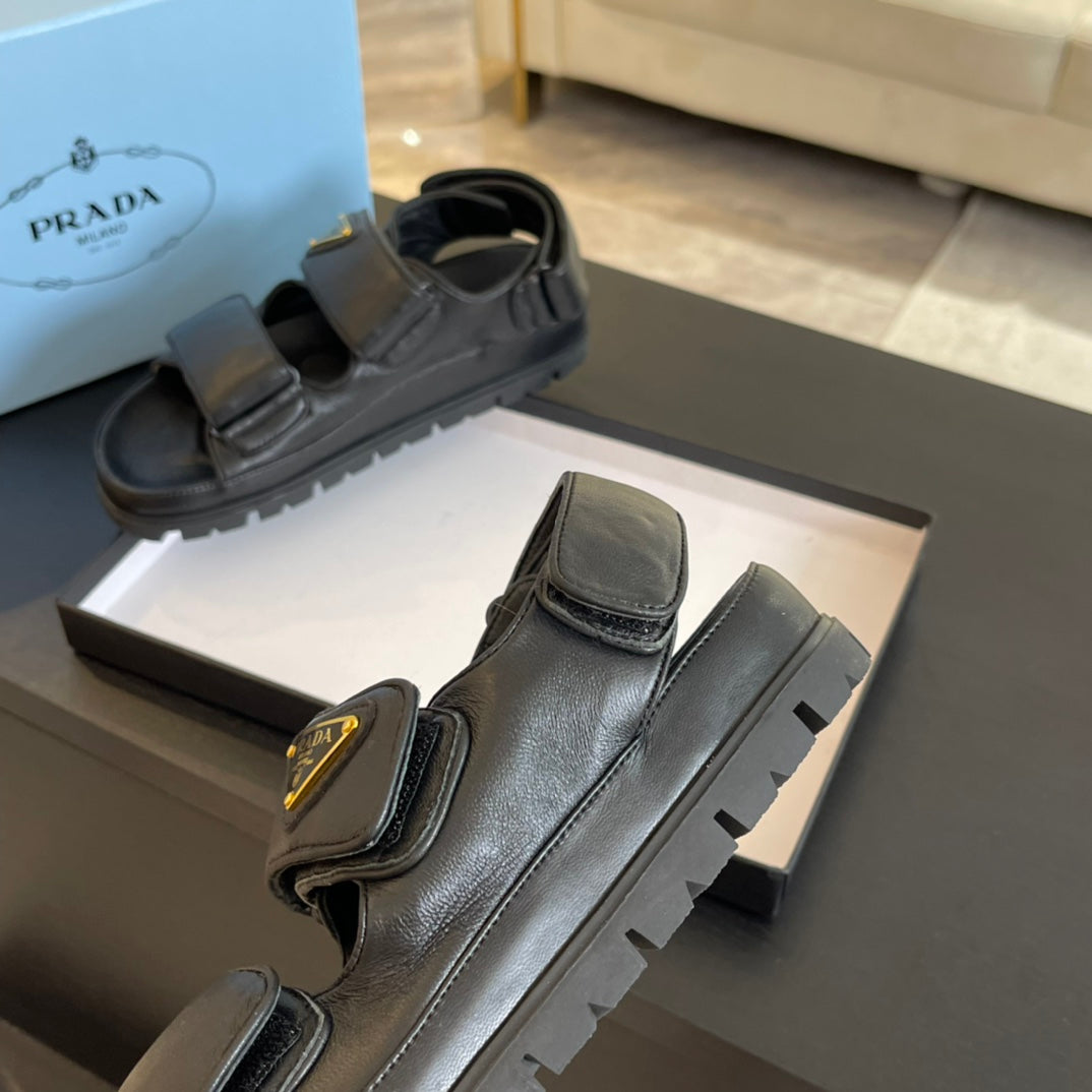 PRADA FLAT NAPPA SANLS BLACK LAMBSKIN