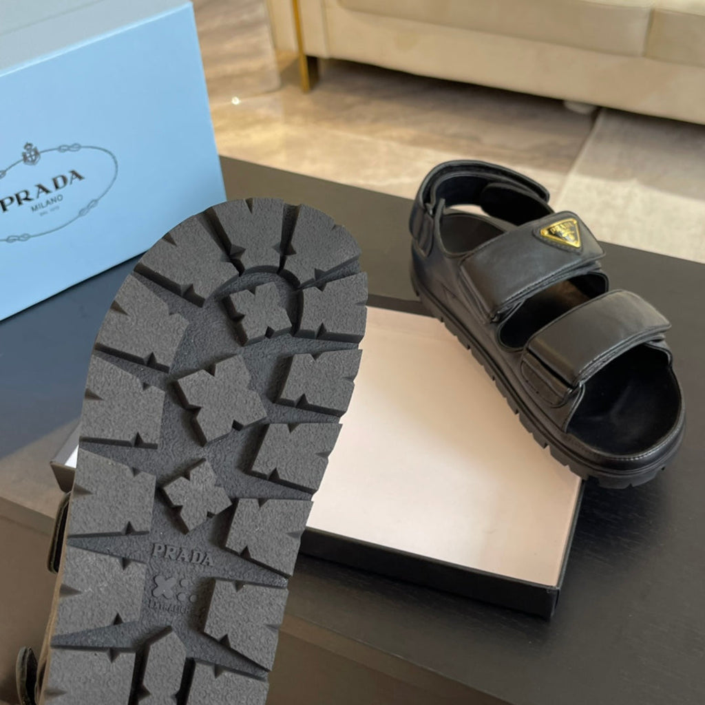 PRADA FLAT NAPPA SANLS BLACK LAMBSKIN