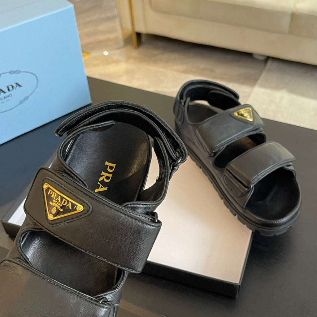 PRADA FLAT NAPPA SANLS BLACK LAMBSKIN