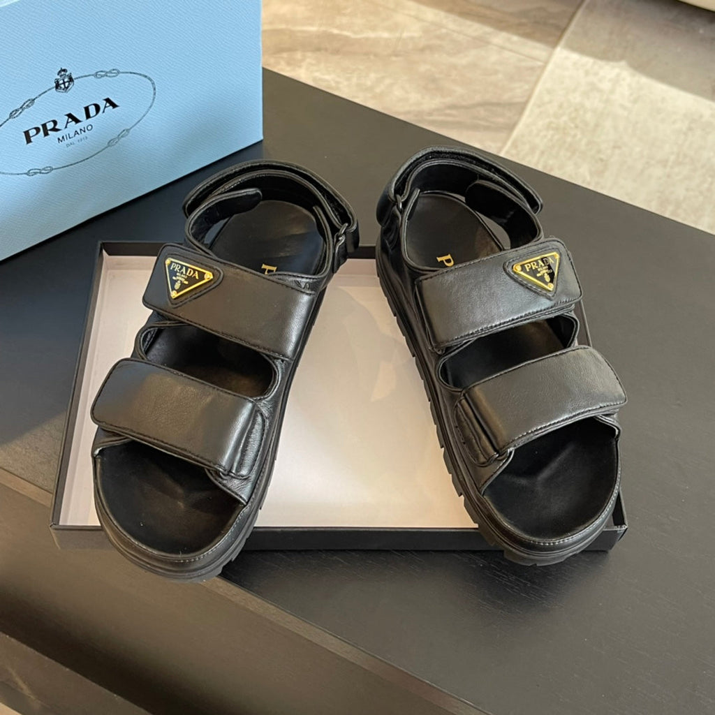 PRADA FLAT NAPPA SANLS BLACK LAMBSKIN