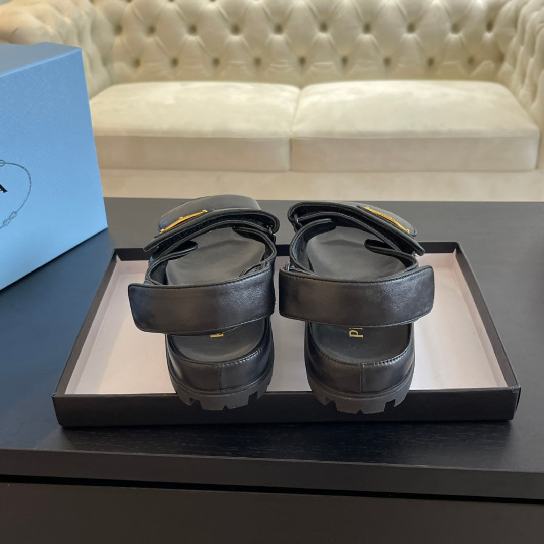 PRADA FLAT NAPPA SANLS BLACK LAMBSKIN
