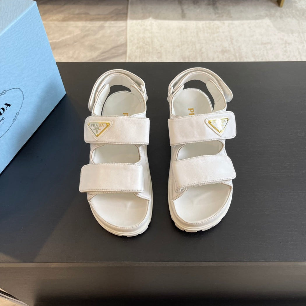 PRADA FLAT NAPPA SANLS WHITE LAMBSKIN