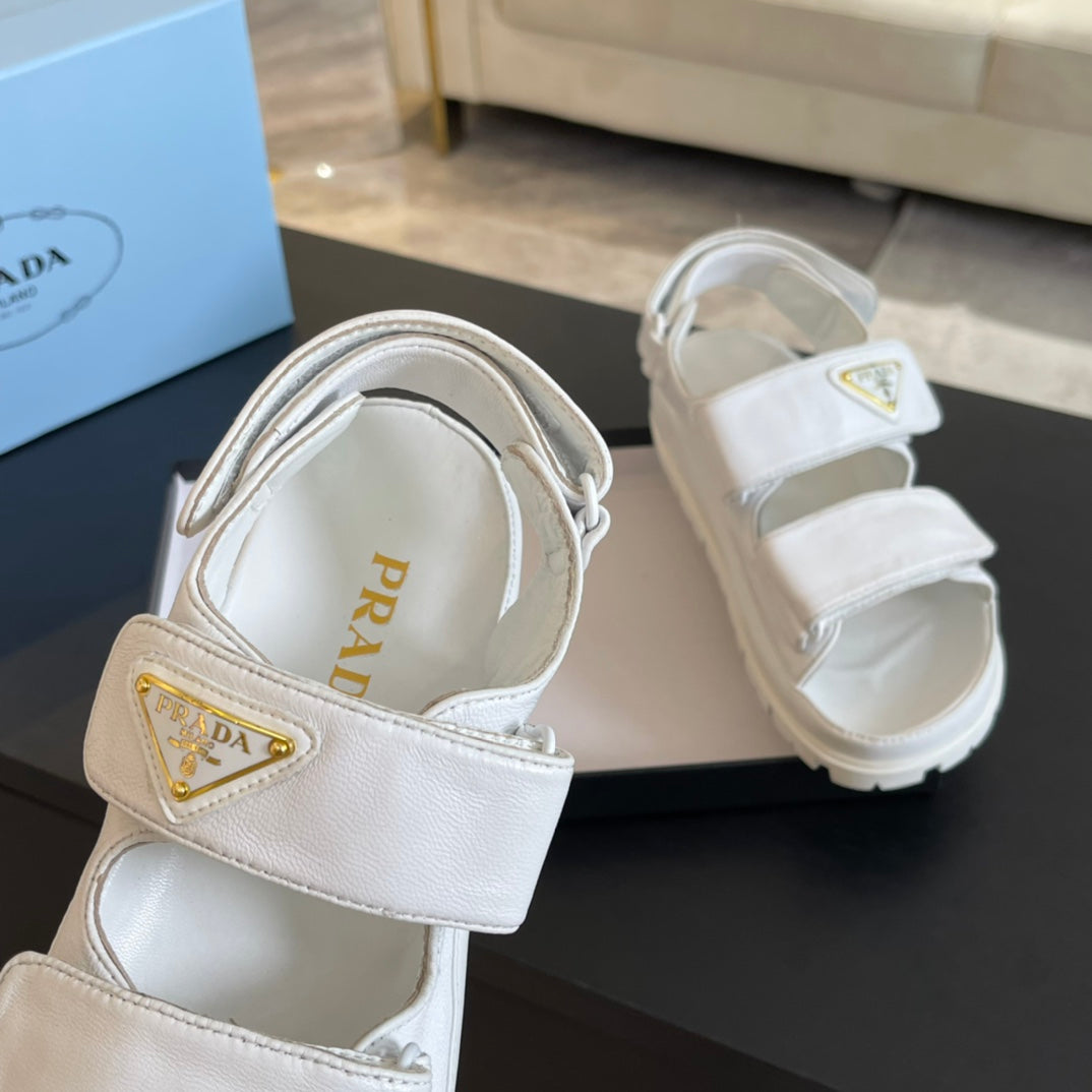 PRADA FLAT NAPPA SANLS WHITE LAMBSKIN