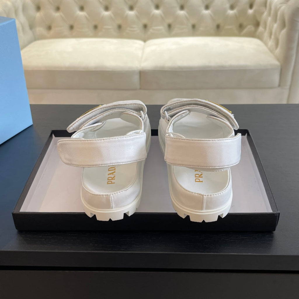 PRADA FLAT NAPPA SANLS WHITE LAMBSKIN