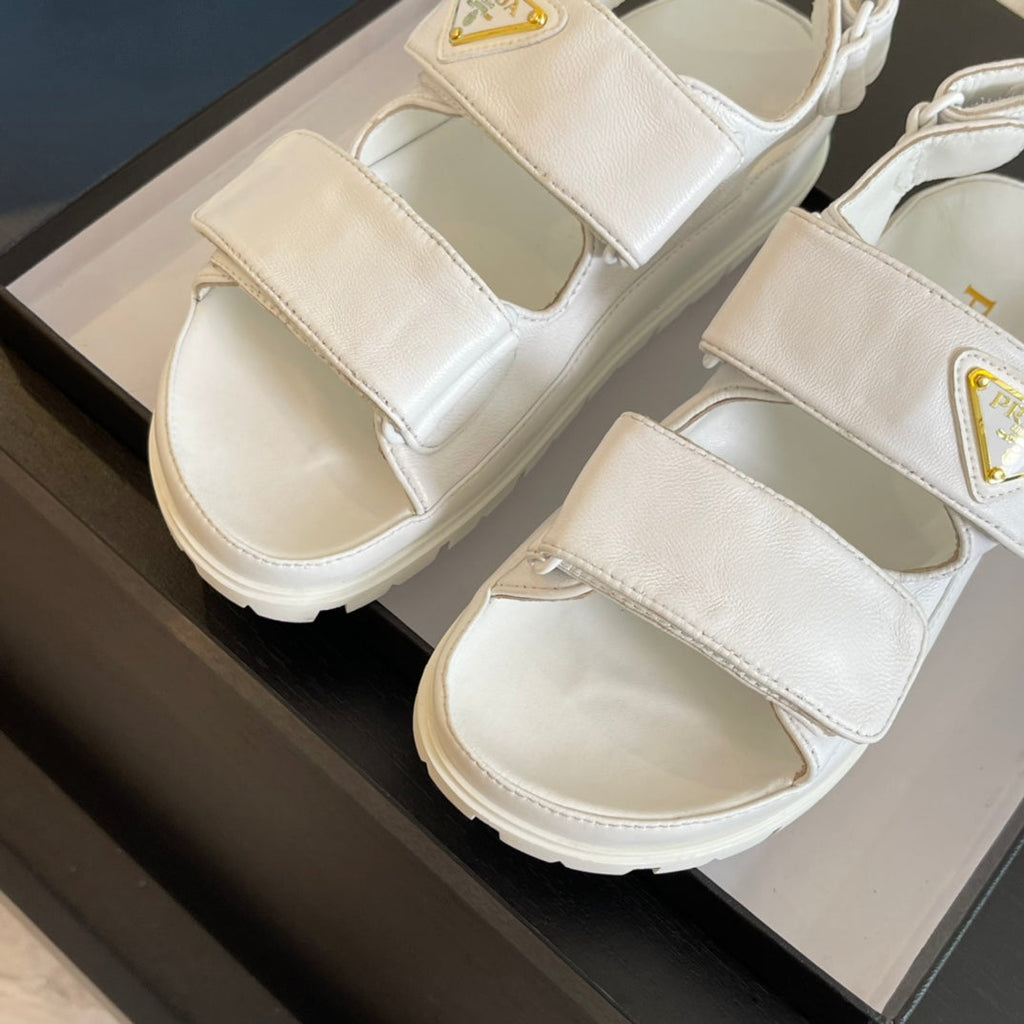 PRADA FLAT NAPPA SANLS WHITE LAMBSKIN