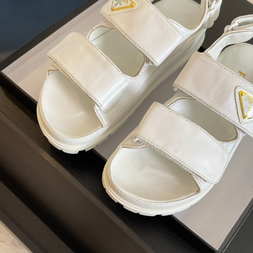 PRADA FLAT NAPPA SANLS WHITE LAMBSKIN