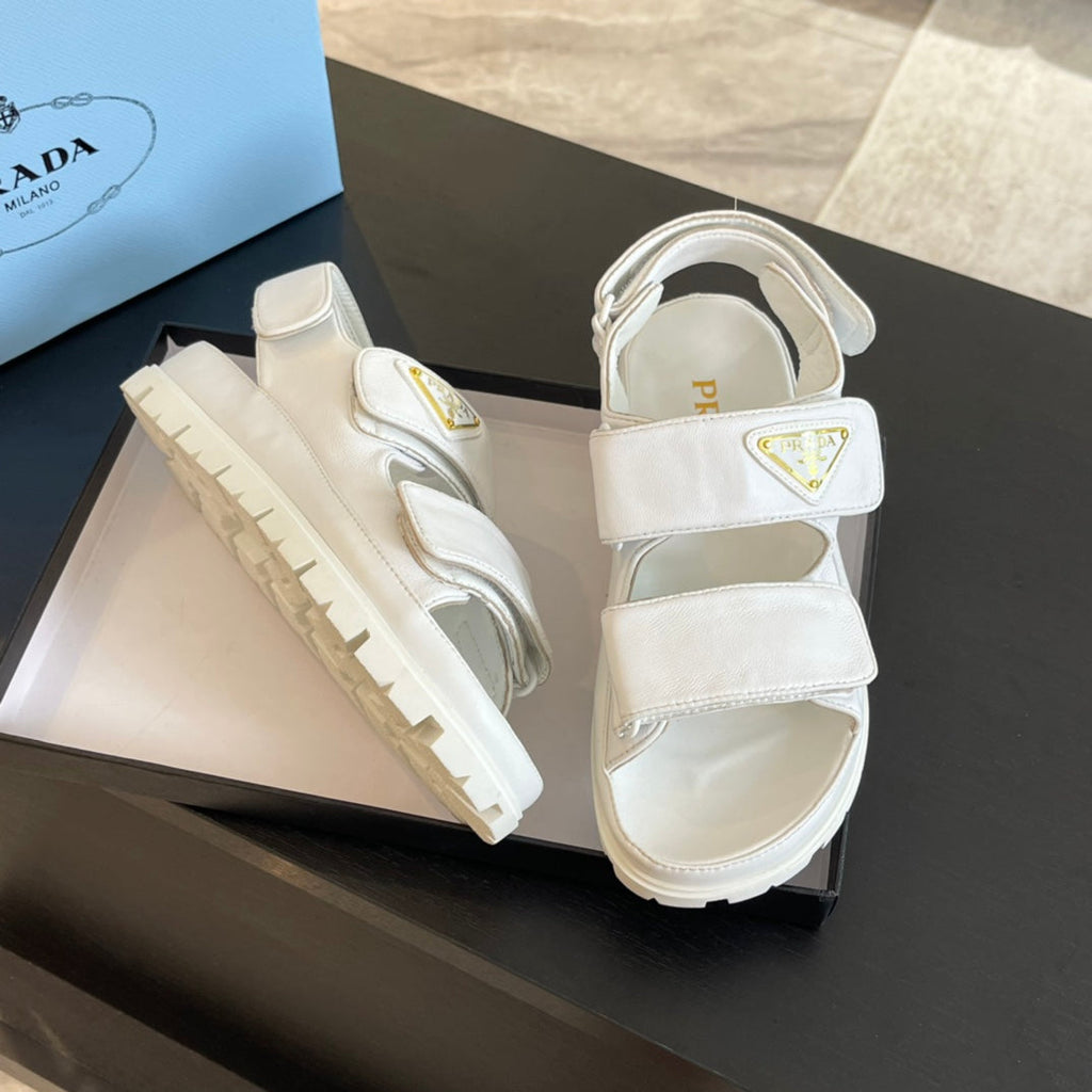 PRADA FLAT NAPPA SANLS WHITE LAMBSKIN