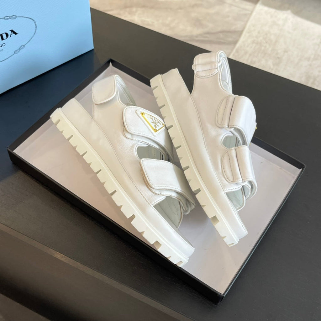 PRADA FLAT NAPPA SANLS WHITE LAMBSKIN